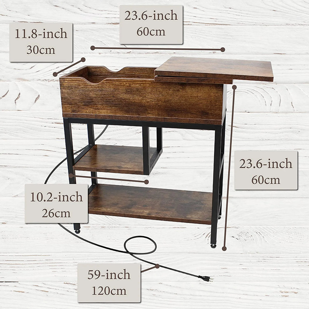 12 Inch Wide Narrow Charging End Table T961