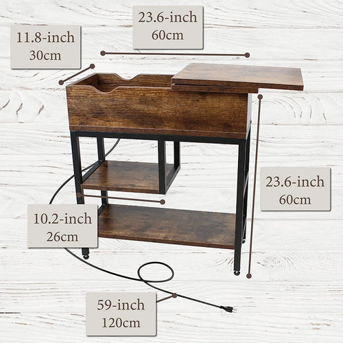 12 Inch Wide Narrow Charging End Table T961