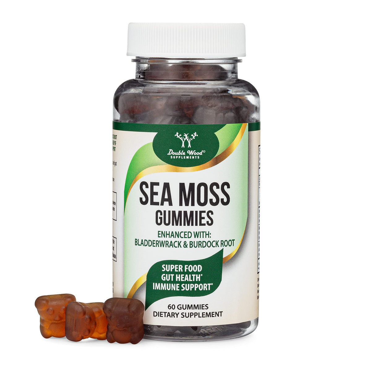 Sea Moss Gummies 3,000mg 60 Count Bladderwrack Burdock Root Non-GMO Gluten Free G929306