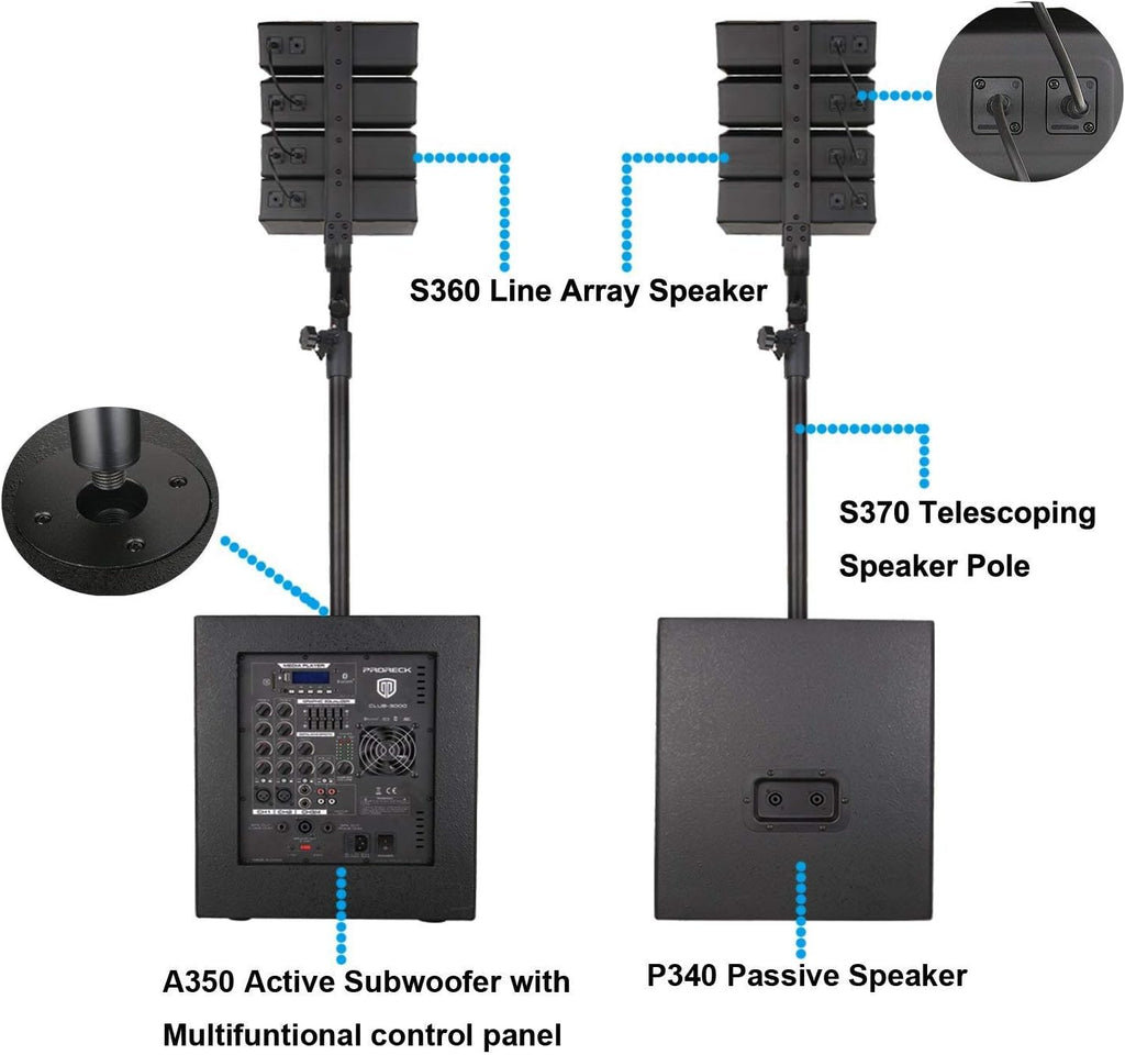 Powered PA Speaker System Combo Set with Subwoofers and Line Array Speakers R43141