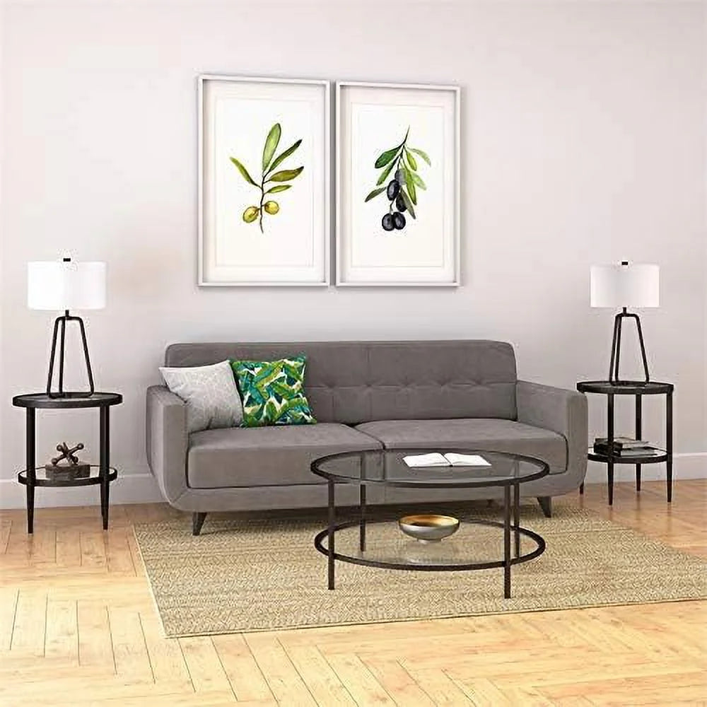 Round Modern Metal Side Table in Black T378177