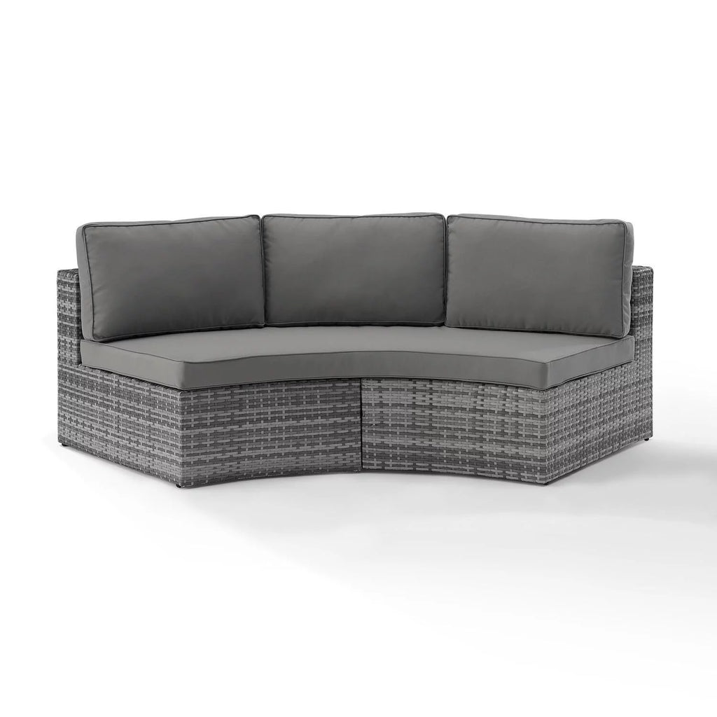 Gray Wicker Curved Patio Sectional Sofa R51802