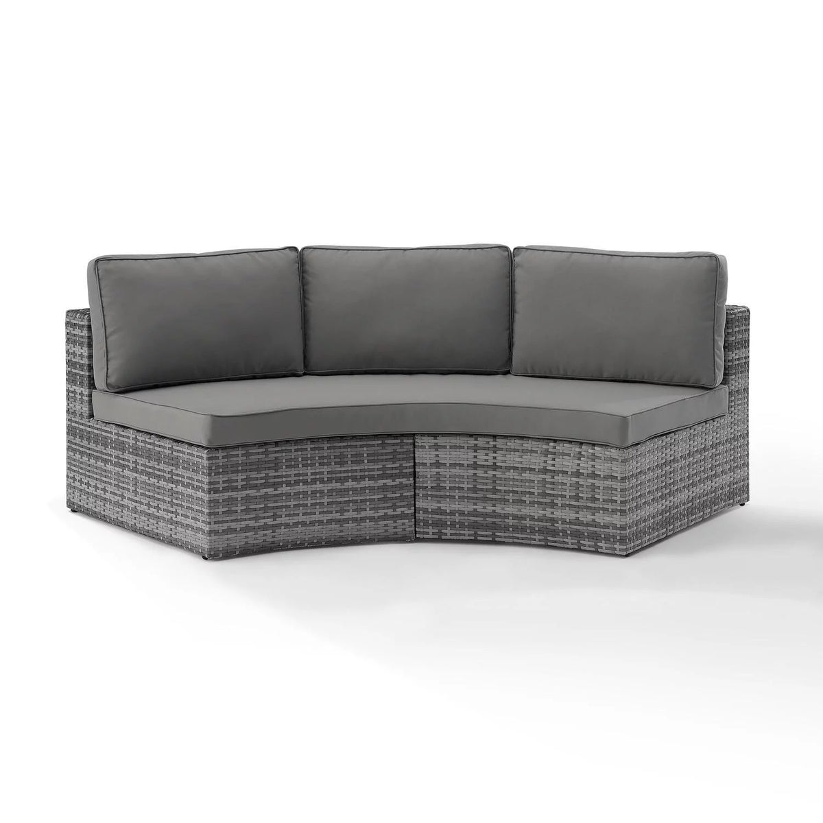 Gray Wicker Curved Patio Sectional Sofa R51802