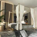 Gold Full Canopy Bed Frame with Headboard and Footboard U4936