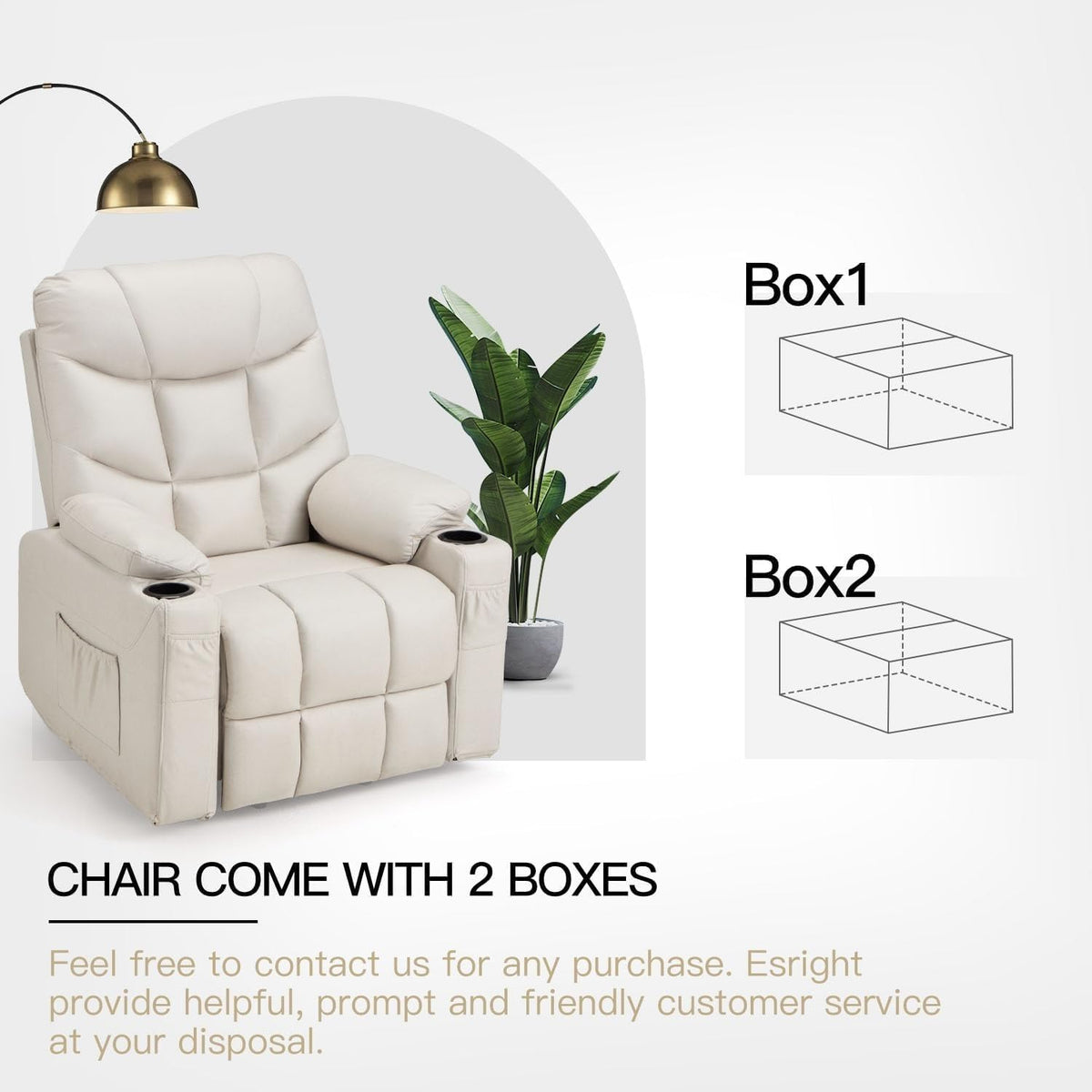 Dual Motor Power Lift Recliner Chair with Massage and Heat, Cup Holders Side Pockets O76681