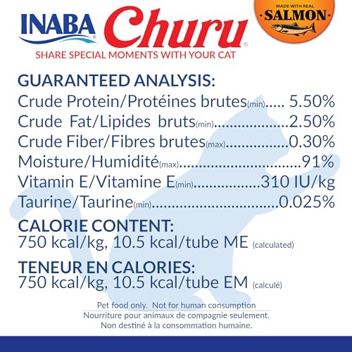 Salmon Creamy Cat Treats with Green Tea Extract & Taurine, 0.5 oz, 60 Tubes H8933