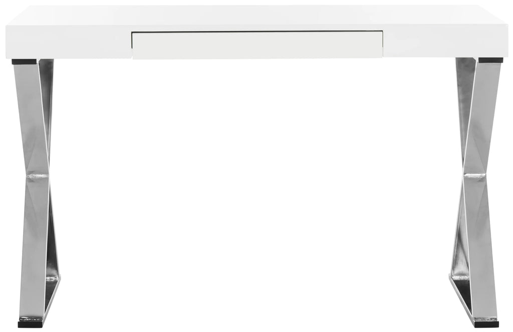 White Modern Desk with Pull-Out Drawer F843379