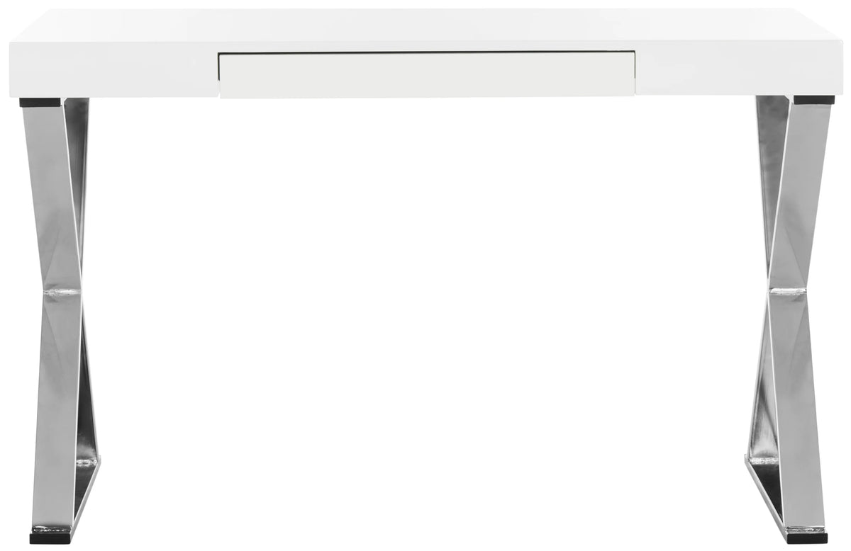 White Modern Desk with Pull-Out Drawer F843379