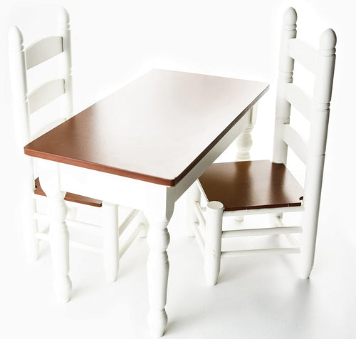 18 Inch Doll Furniture Wooden Kitchen Table and Two Chairs W44050