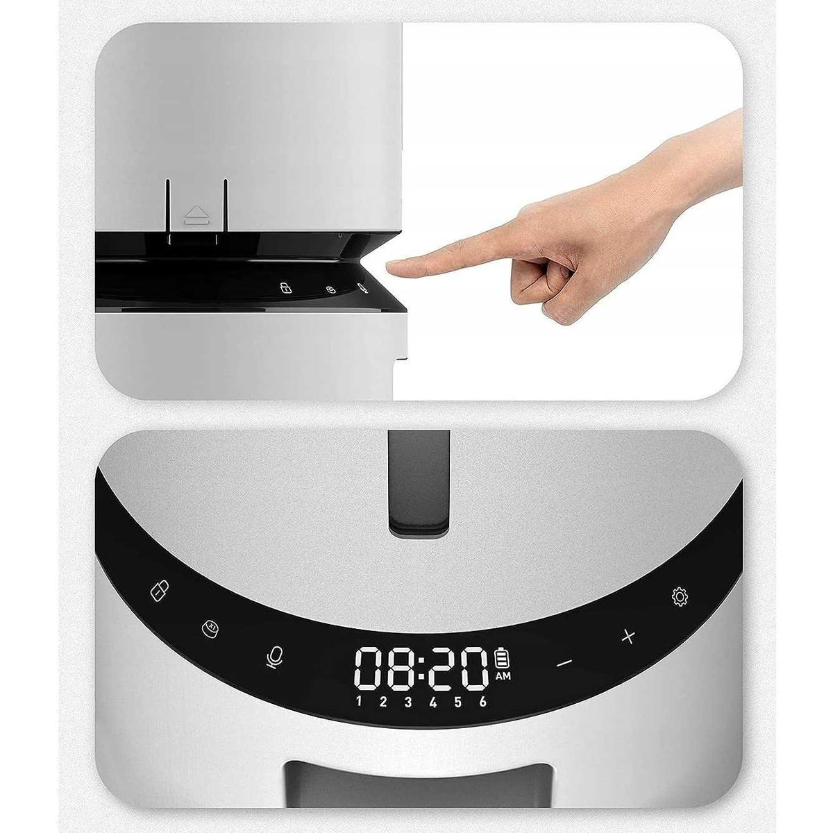 Automatic Cat Feeder 5L Dry Food Dispenser with Splitter and Two Stainless Bowls X96542