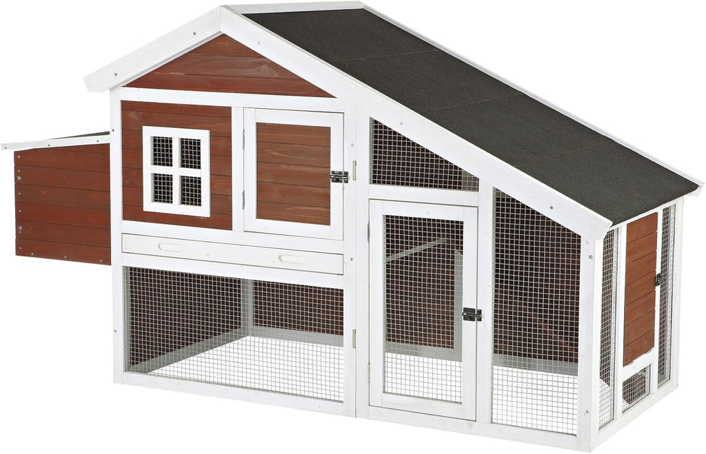 72-in Enclosed Outdoor Chicken Coop with Run and Nesting Box H788