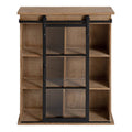 Rustic Brown Wooden Wall Cabinet with Sliding Glass Door W538