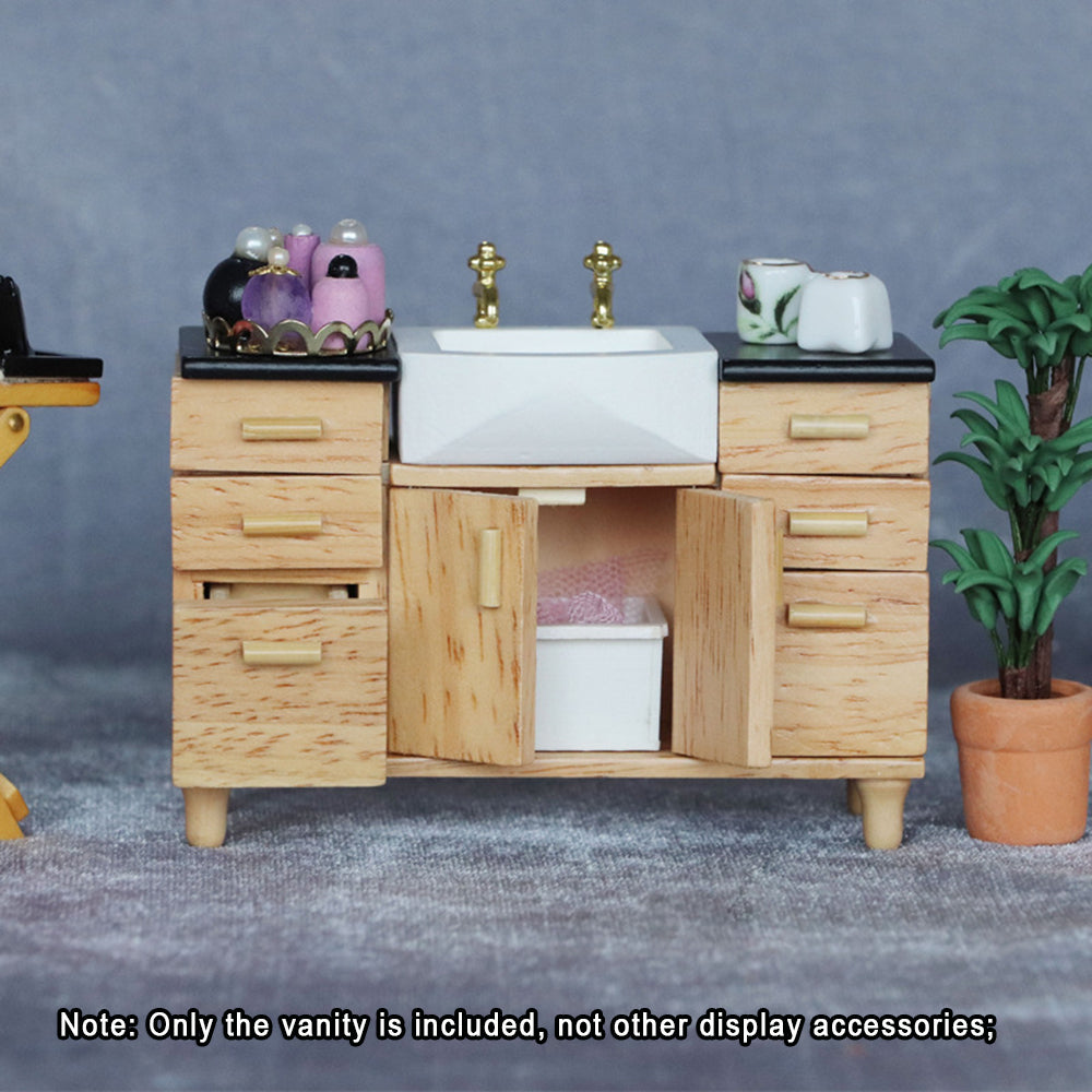 1:12 Wooden Sink Unit Cabinet Dollhouse Miniature Furniture O33718
