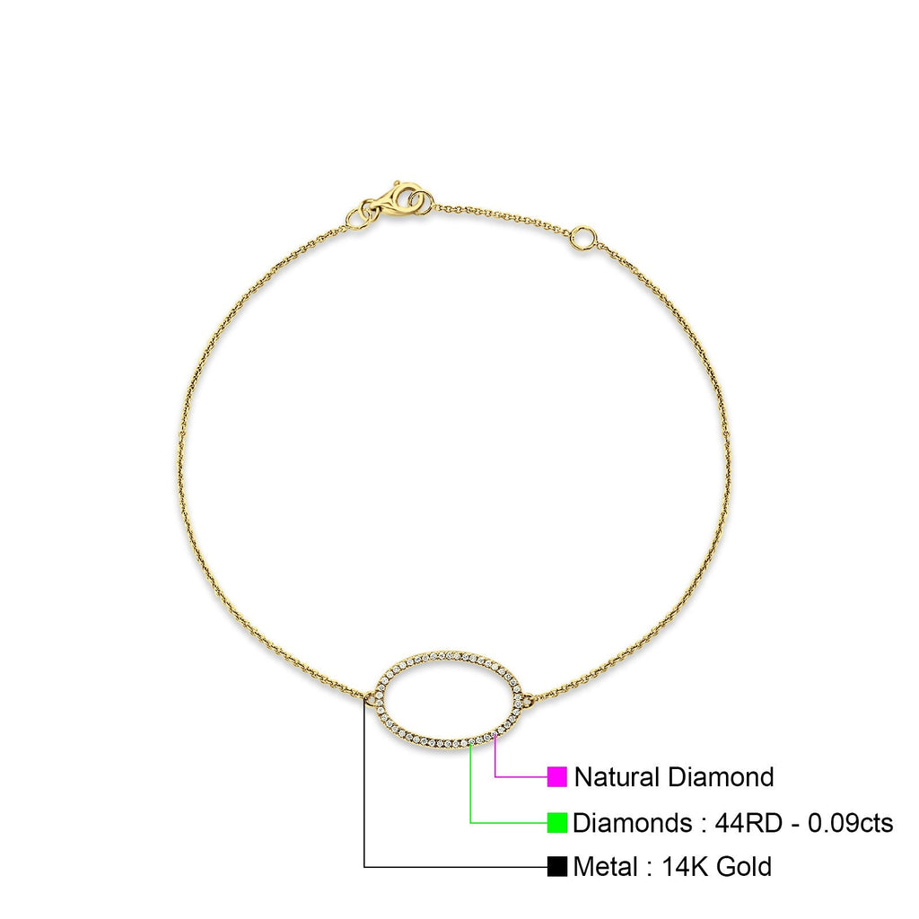 Oval Shape Adjustable Bracelet 14K Yellow Gold 0.09ct G9174
