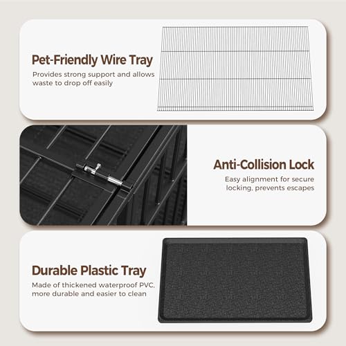 48" 38" Dog Crates with 4 Lockable Wheels, Removable Door and Tray D883