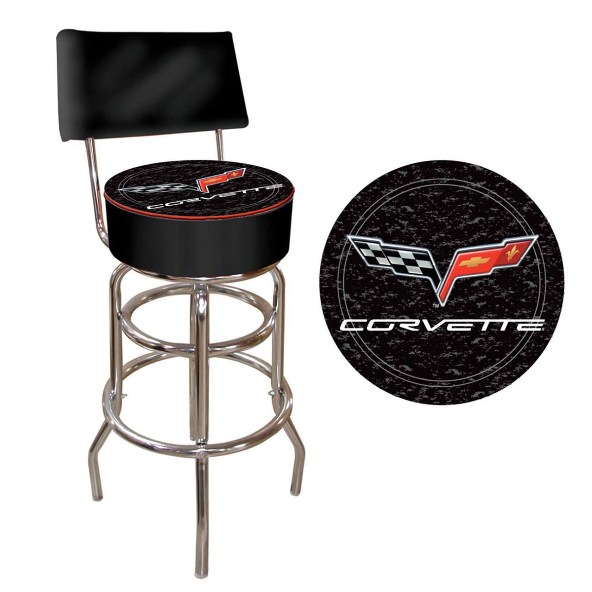 Black Padded Bar Stool with Back S6580