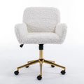 Beige Faux Rabbit Hair Office Chair with Adjustable Swivel G23584