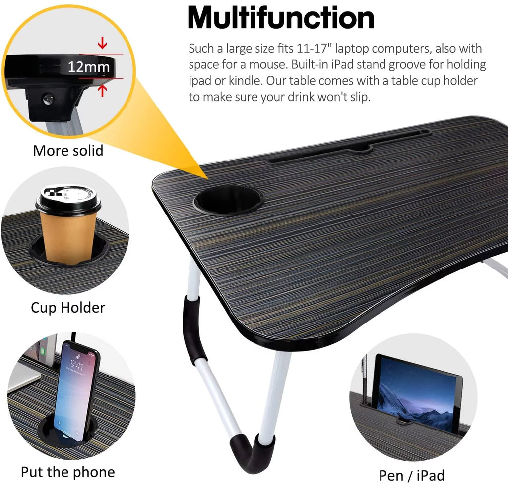 Portable Lap Desk with Cup Slot Black Y141837