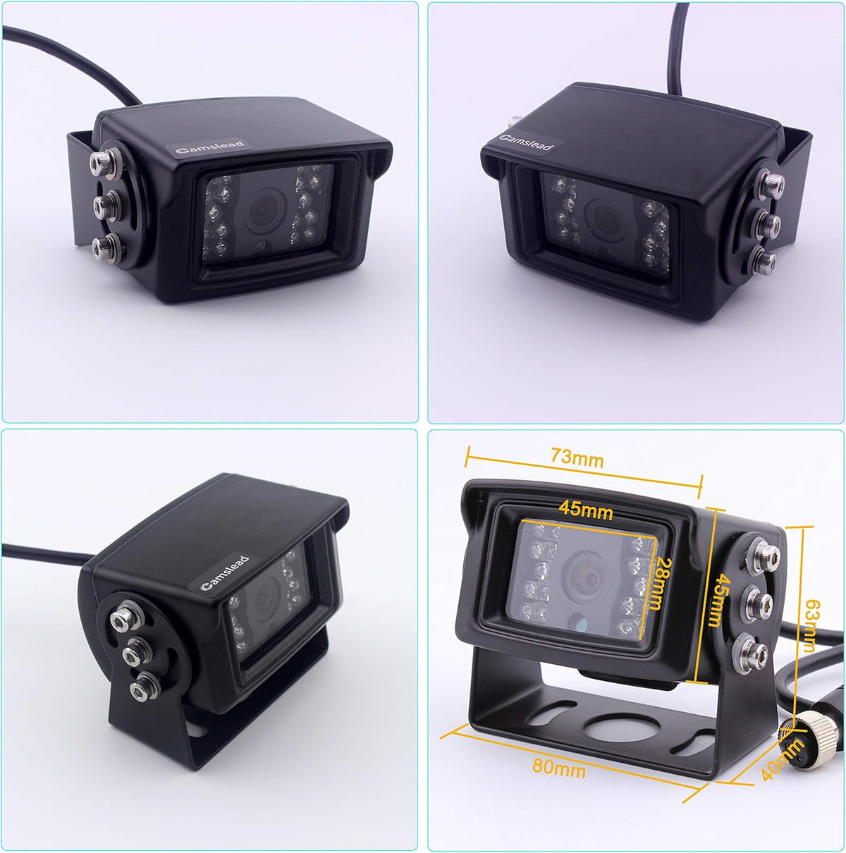 7 inch Backup Camera System with Quad Split Screen Monitor Kit M776