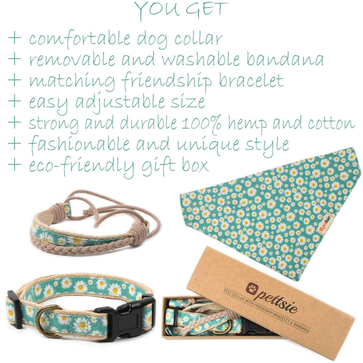 Matching Dog Collar, Bandana and Friendship Bracelet H147