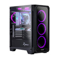 ATX Mid Tower Gaming PC Case with Tempered Glass and 4 Pre-Installed 120mm RGB LED Ring Fans J45120