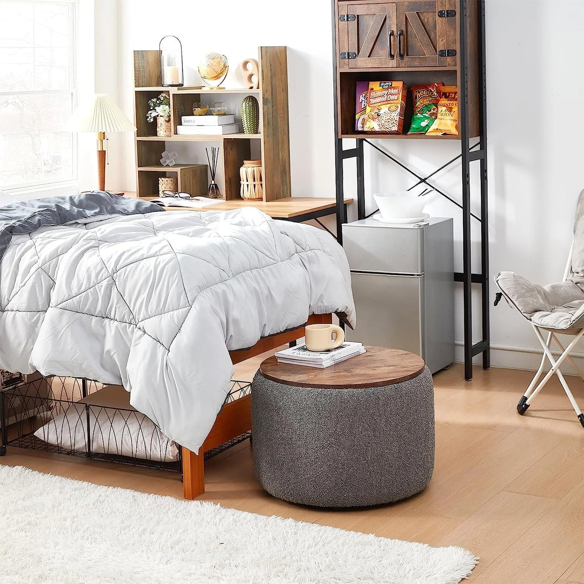 Storage Table Ottoman Gray White A30016