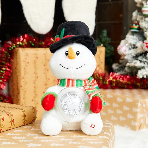 Animated Christmas Snowman LED Light Plush Toy 12 Inches X9161