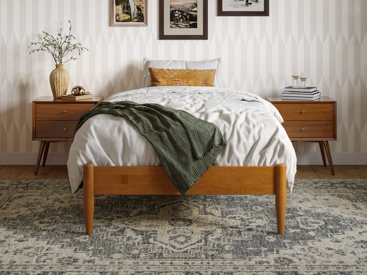 14" Light Toffee Solid Wood Platform Bed, Twin XL J44216