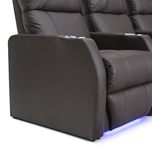Bonded Leather Power Recline Home Theater Seating Row of 3 Black L939433