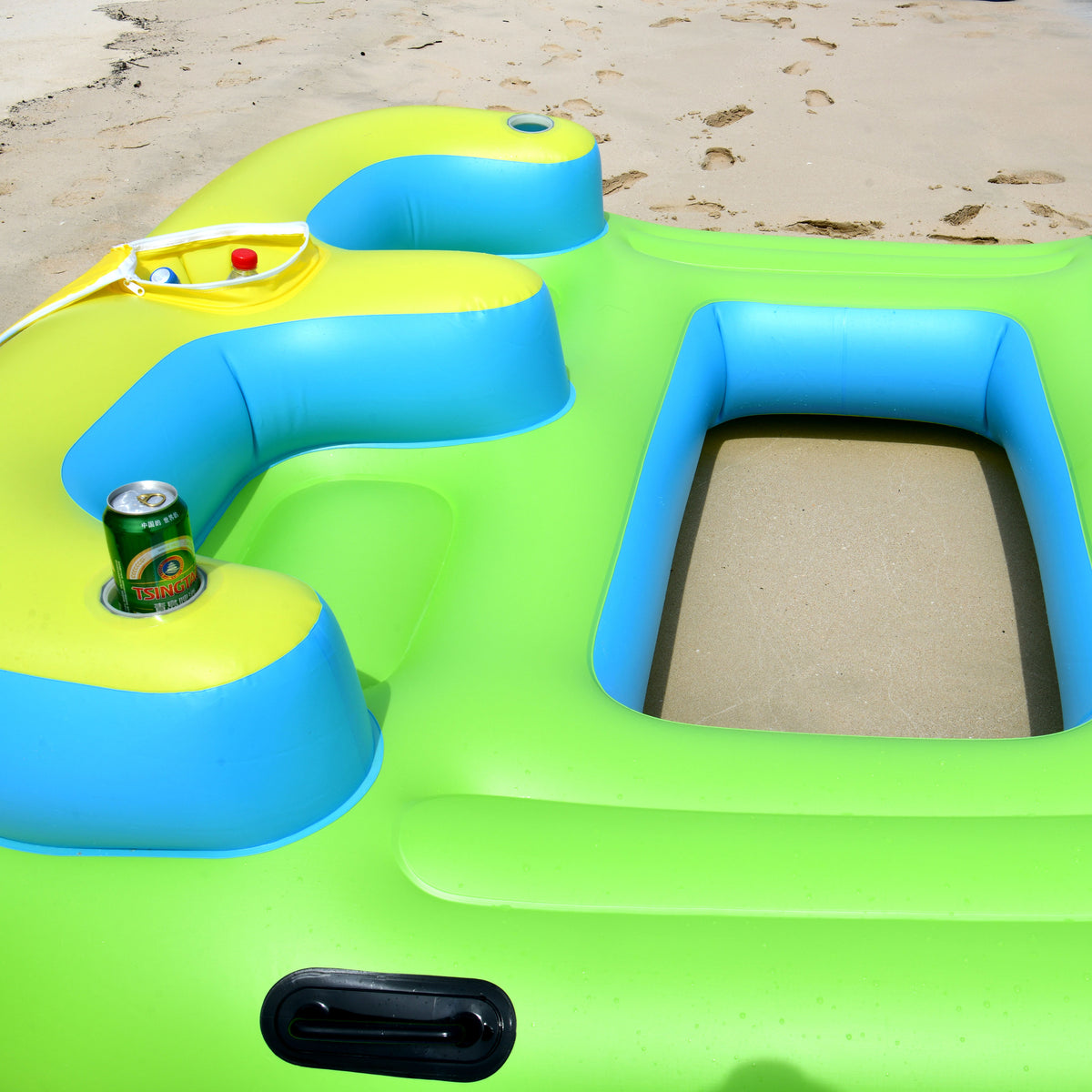 Inflatable Floating Island Lounge Raft with Cup Holders and Coolers - 4 Person G995930