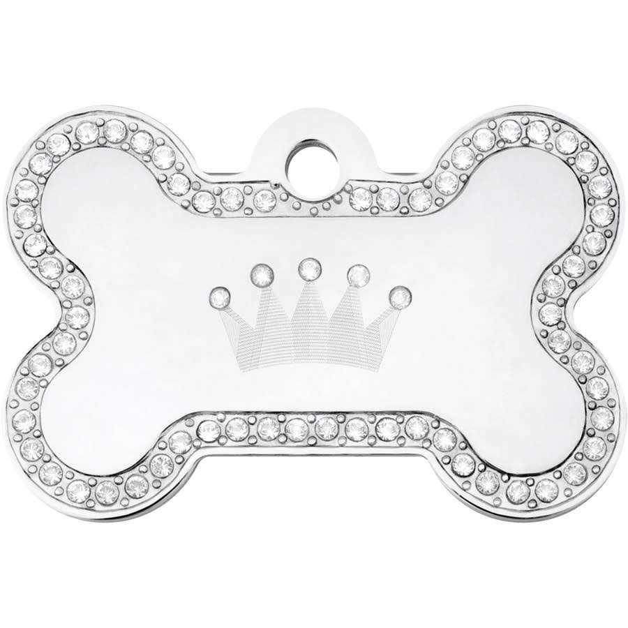 Dog Tag with Crown and Crystals Z51648