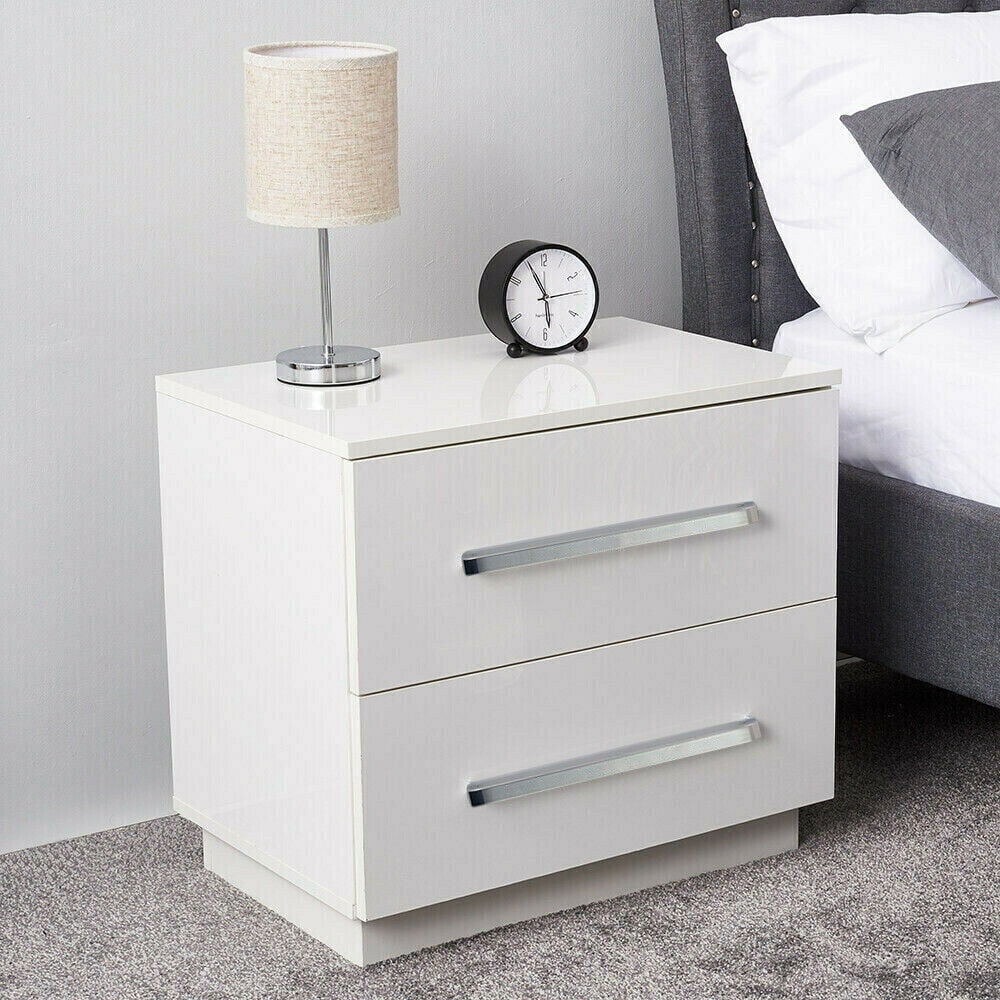 Modern High Gloss 2 Drawer Nightstand X848