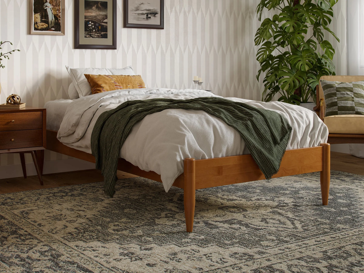 14" Light Toffee Solid Wood Platform Bed, Twin XL J44216