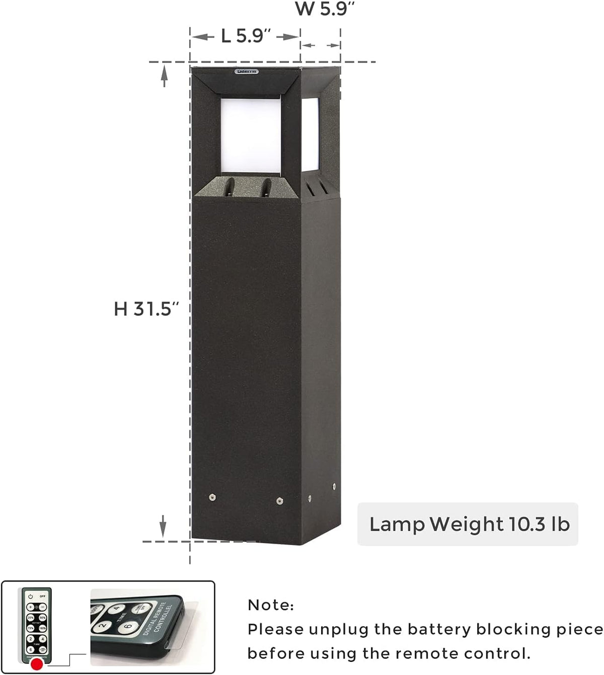 Solar IP54 Waterproof 3000K LED 32 Inches Outdoor Bollard Light G527707