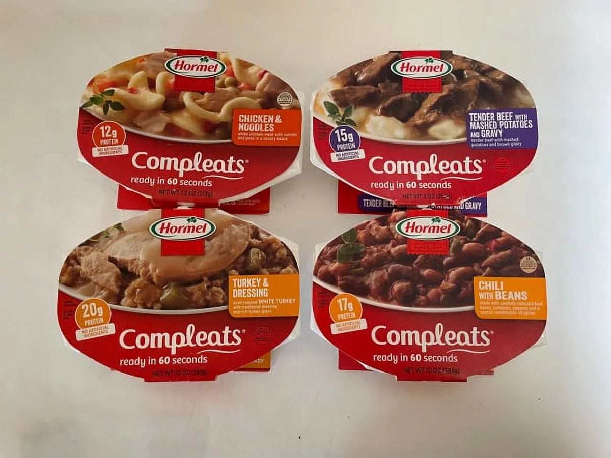 4 Pack Variety Chicken and Noodles Turkey and Dressing Chili with Beans Tender Beef B17061