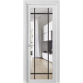 Solid French Door 30 x 80 inches White Silk Clear Glass Single Regular Panel Frame Trims Handle N62546