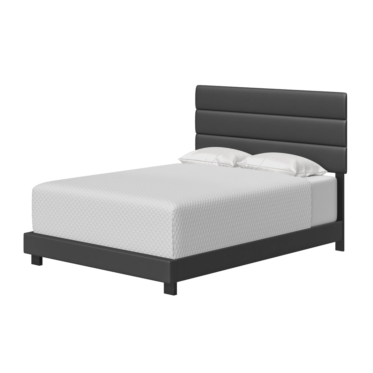 Black Faux Leather Twin Platform Bed Frame D7776