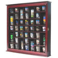 Cherry Finish Shot Glass Display Case with Glass Door H180