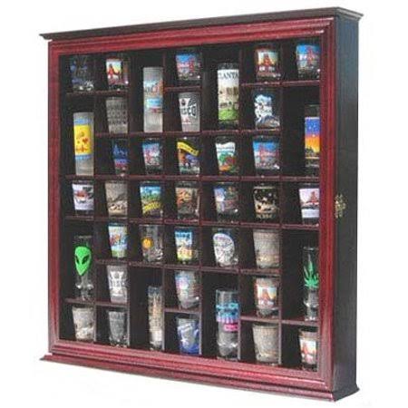 Cherry Finish Shot Glass Display Case with Glass Door H180