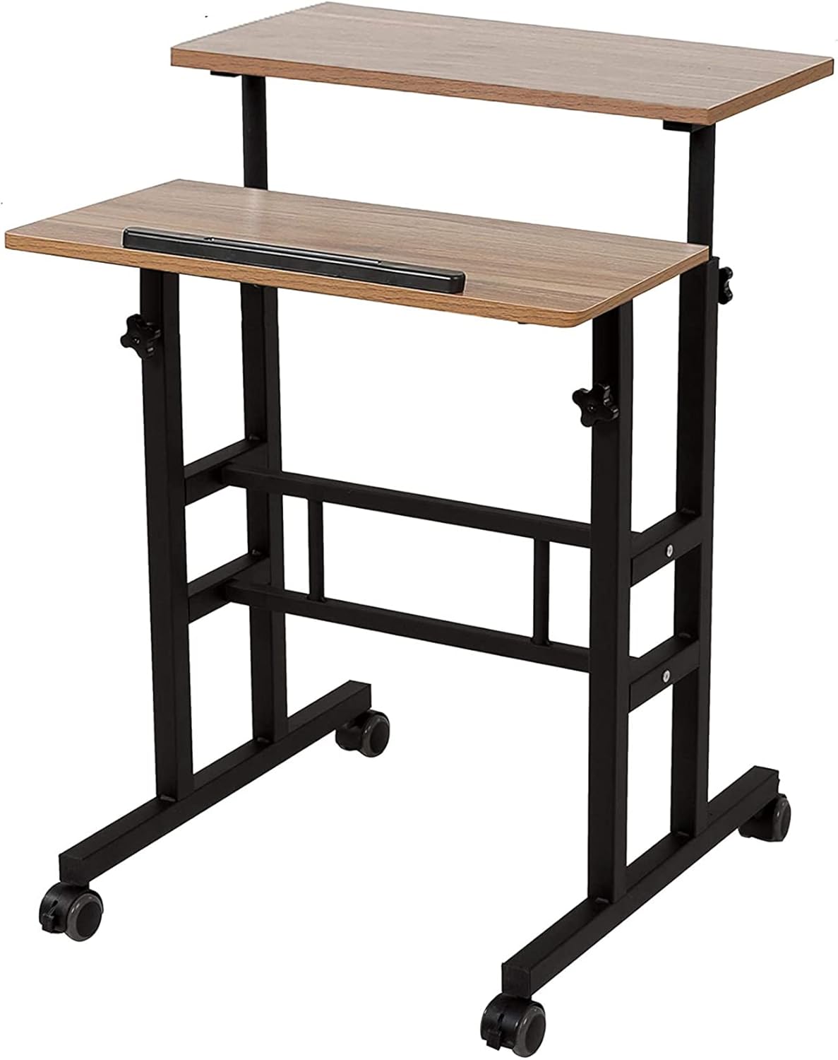 2 Inches Carpet Wheels Mobile Standing Desk Height Adjustable Oak Q258226