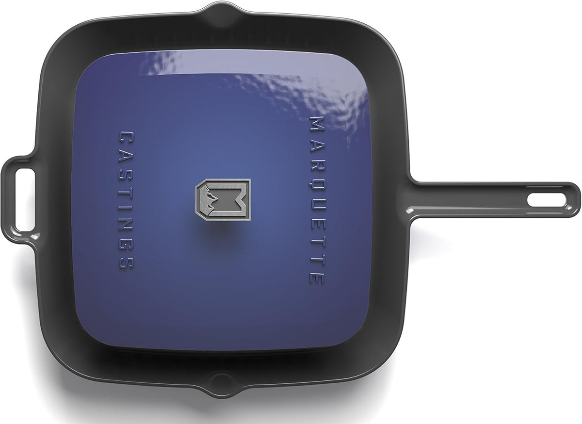 Enameled Grill Pan with Press (Iron Red) F709