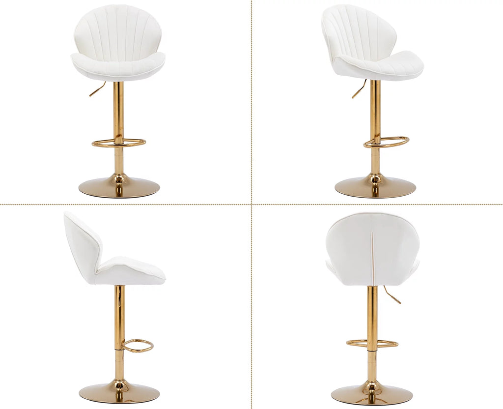 Velvet Upholstered Swivel Bar Stools Set of 2 F832
