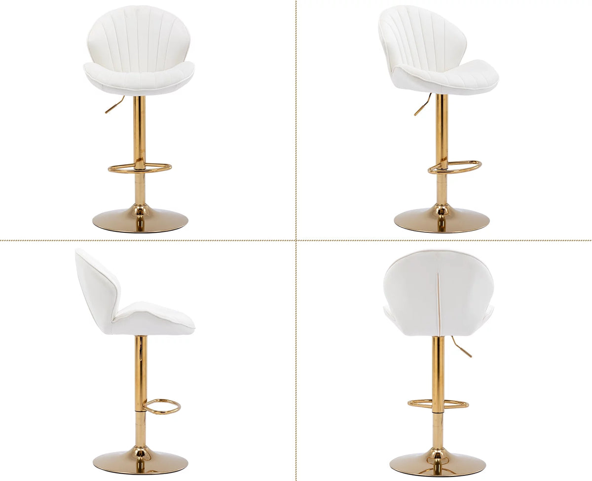Velvet Upholstered Swivel Bar Stools Set of 2 F832