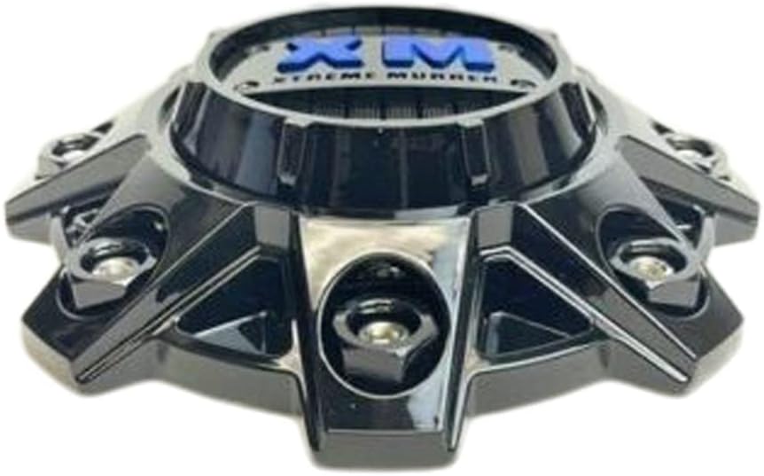 Pack of 2 Gloss Black and Blue Logo Wheel Center Cap B517