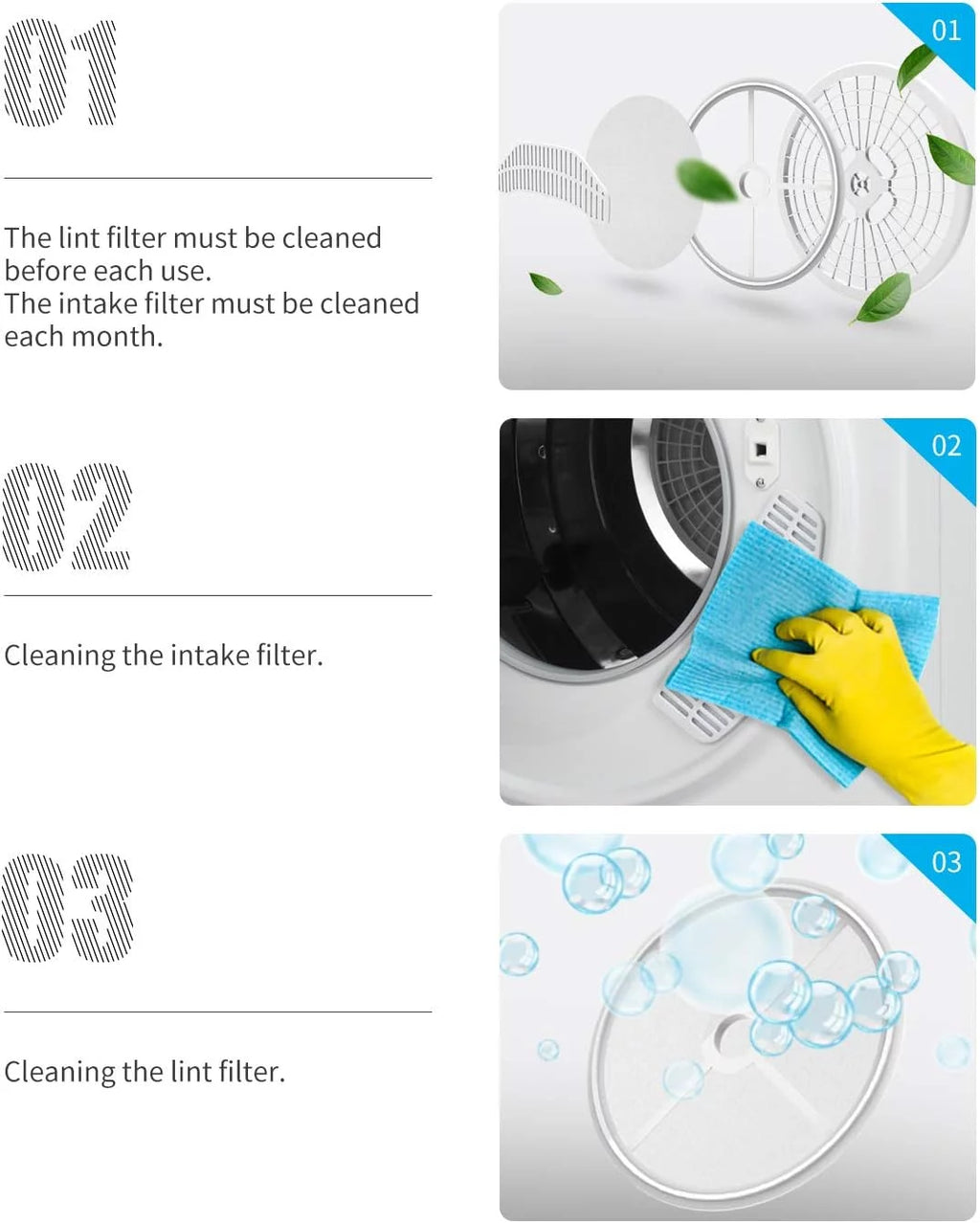 White 13lbs Portable Clothes Dryer with Stainless Steel Tub U710997