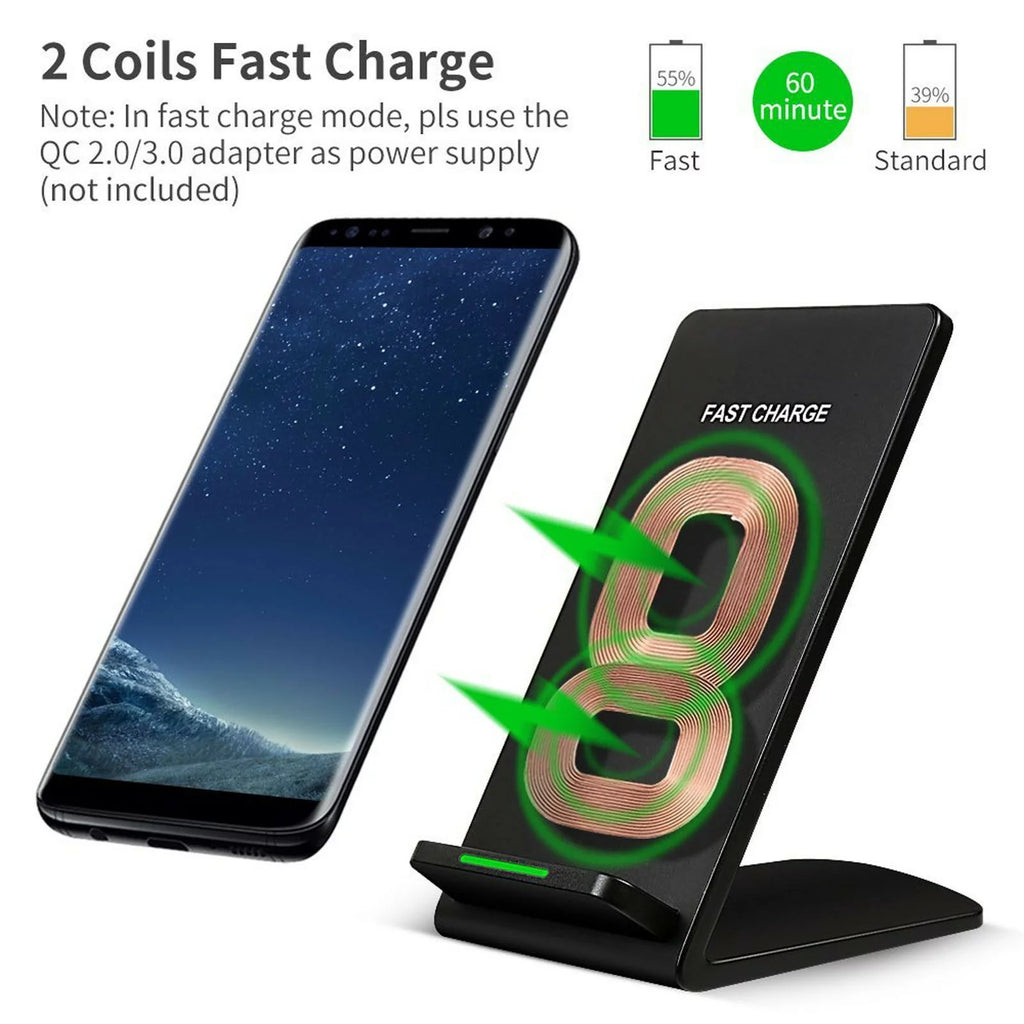 10W Fast Wireless Charger Stand Detachable 2-Coils Charging Pad I711860