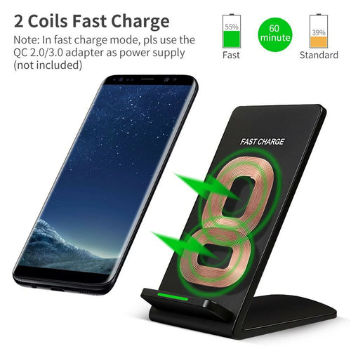 10W Fast Wireless Charger Stand Detachable 2-Coils Charging Pad I711860