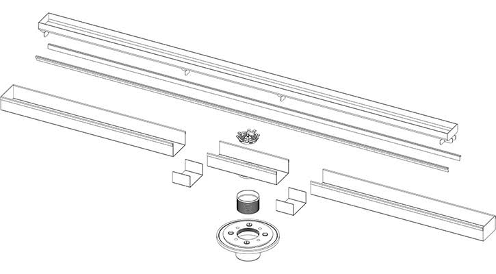48x22 Tile Insert Linear Shower Drain N130