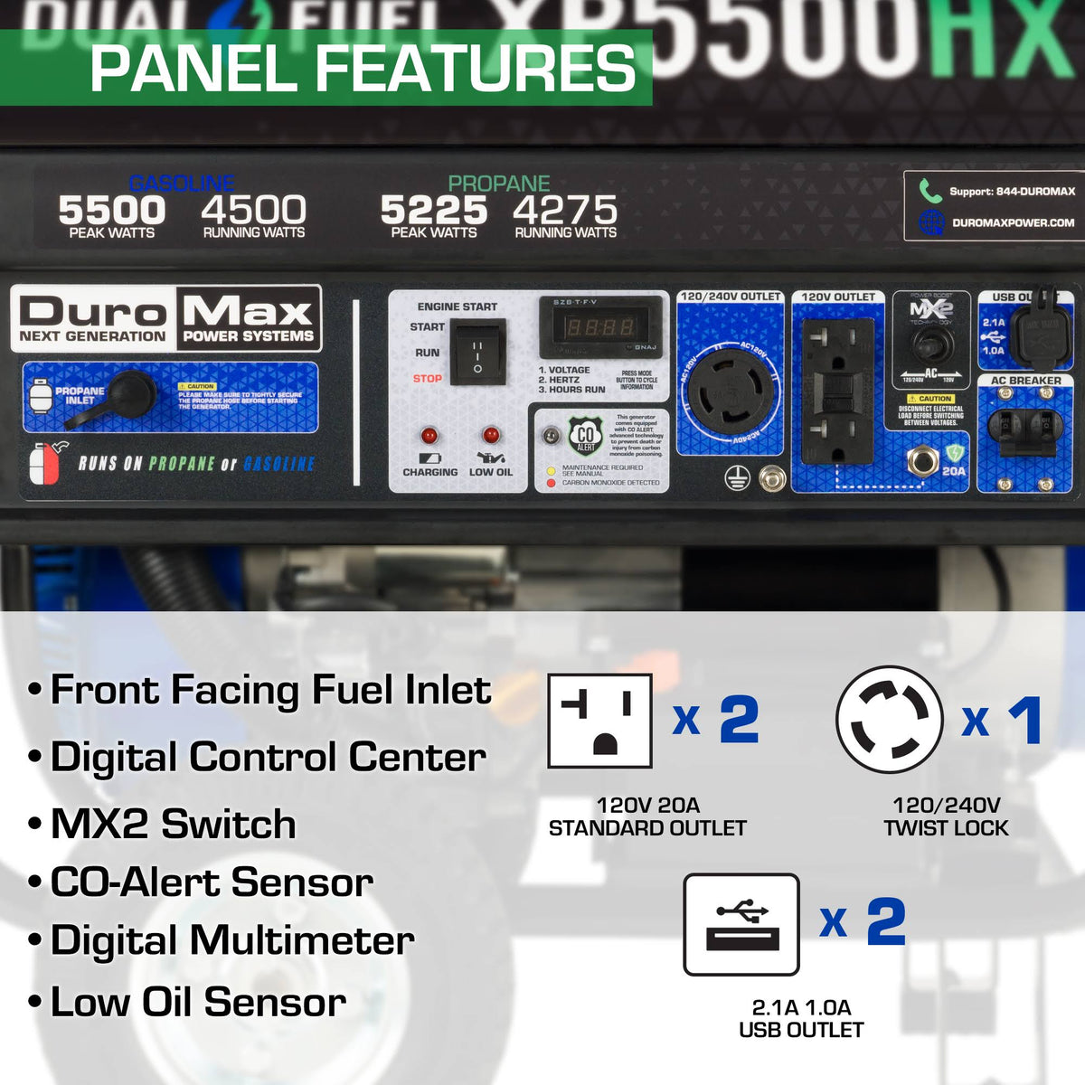 5,500/4,500-Watt Dual Fuel Gasoline/Propane Portable Generator E573056