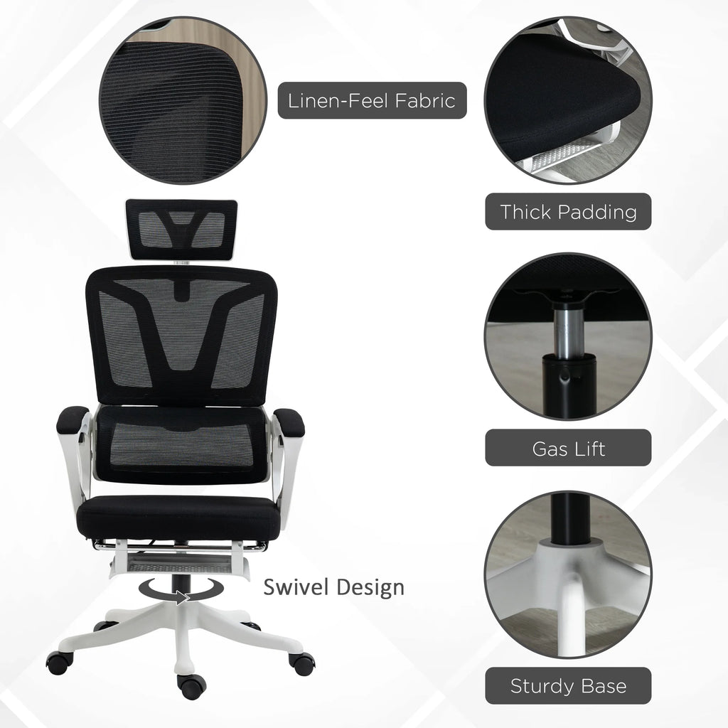 Black Home Office Chair with Adjustable Headrest and Lumbar Support G622